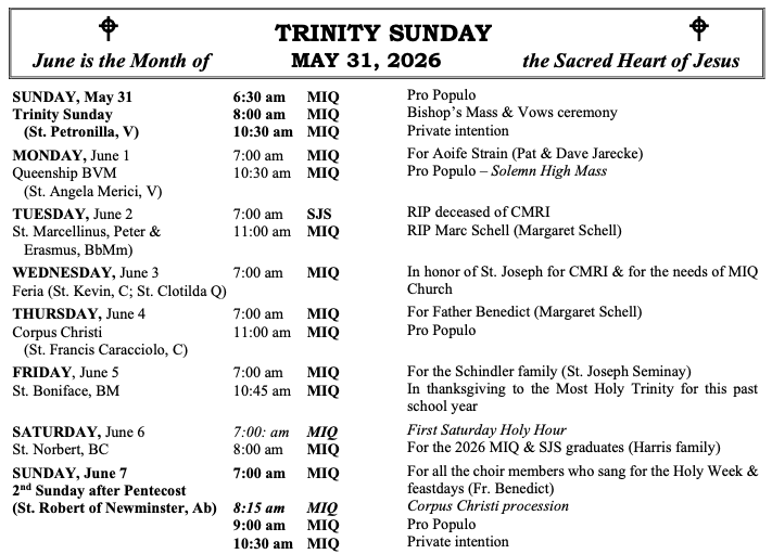 Masses this week