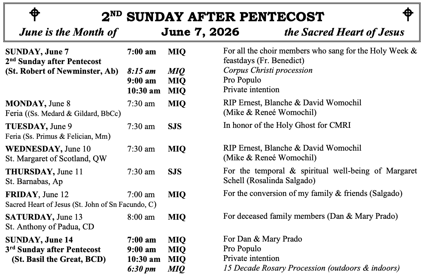 Masses this week