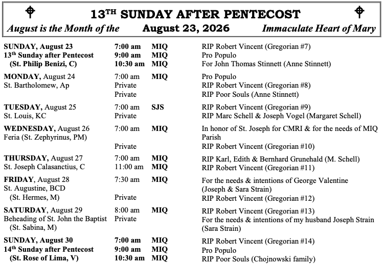 Masses this week